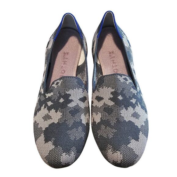 Rothy's Botanicamo Gray Loafers Women Size 9.5 Floral Camo Flats Slip On Casual - Picture 1 of 7